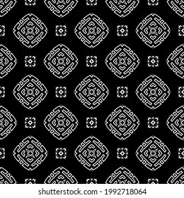 fondo de patrón sin costuras floral.Ornamento geométrico para fondos de paredes y fondos. Patrón blanco y negro. 