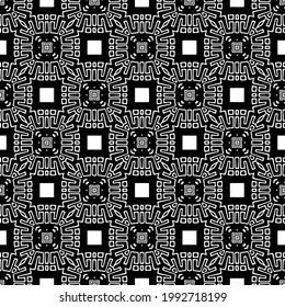 floral seamless pattern background.Geometric ornament for wallpapers and backgrounds. Black and white pattern. 