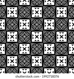 floral seamless pattern background.Geometric ornament for wallpapers and backgrounds. Black and white pattern. 