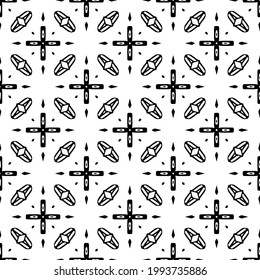 floral seamless pattern background.Geometric ornament for wallpapers and backgrounds. Black and white pattern. 