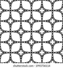 Blumenmuster nahtloser Hintergrund.Geometrisches Ornament für Bildschirmhintergründe und Hintergründe. Schwarz-Weiß-Muster. 