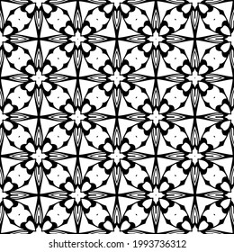 floral seamless pattern background.Geometric ornament for wallpapers and backgrounds. Black and white pattern. 