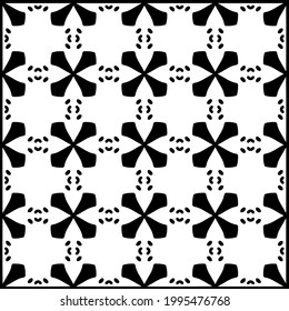 floral seamless pattern background.Geometric ornament for wallpapers and backgrounds. Black and white pattern. 