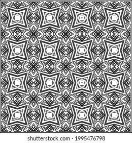 floral seamless pattern background.Geometric ornament for wallpapers and backgrounds. Black and white pattern. 