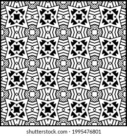 floral seamless pattern background.Geometric ornament for wallpapers and backgrounds. Black and white pattern. 