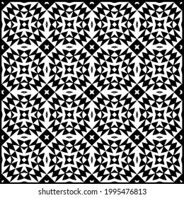 floral seamless pattern background.Geometric ornament for wallpapers and backgrounds. Black and white pattern. 