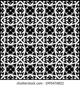 floral seamless pattern background.Geometric ornament for wallpapers and backgrounds. Black and white pattern. 