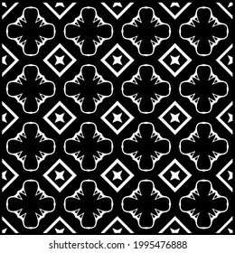 floral seamless pattern background.Geometric ornament for wallpapers and backgrounds. Black and white pattern. 