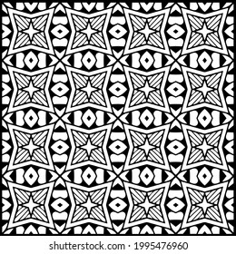 fondo de patrón sin costuras floral.Ornamento geométrico para fondos de paredes y fondos. Patrón blanco y negro. 