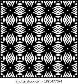 floral seamless pattern background.Geometric ornament for wallpapers and backgrounds. Black and white pattern. 