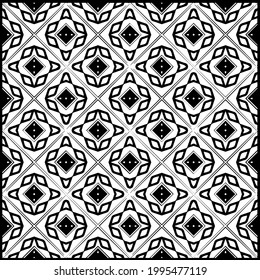 floral seamless pattern background.Geometric ornament for wallpapers and backgrounds. Black and white pattern. 