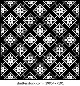 fondo de patrón sin costuras floral.Ornamento geométrico para fondos de paredes y fondos. Patrón blanco y negro. 