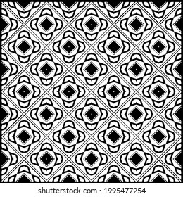 fondo de patrón sin costuras floral.Ornamento geométrico para fondos de paredes y fondos. Patrón blanco y negro. 