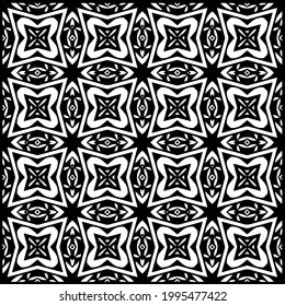 floral seamless pattern background.Geometric ornament for wallpapers and backgrounds. Black and white pattern. 