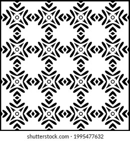 fondo de patrón sin costuras floral.Ornamento geométrico para fondos de paredes y fondos. Patrón blanco y negro. 