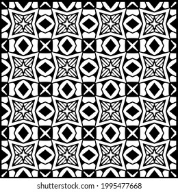 floral seamless pattern background.Geometric ornament for wallpapers and backgrounds. Black and white pattern. 
