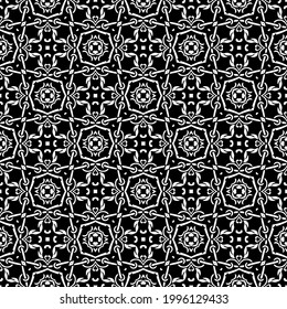 fondo de patrón sin costuras floral.Ornamento geométrico para fondos de paredes y fondos. Patrón blanco y negro. 