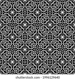 fondo de patrón sin costuras floral.Ornamento geométrico para fondos de paredes y fondos. Patrón blanco y negro. 