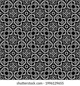floral seamless pattern background.Geometric ornament for wallpapers and backgrounds. Black and white pattern. 