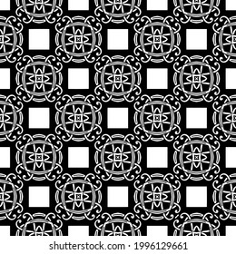 fondo de patrón sin costuras floral.Ornamento geométrico para fondos de paredes y fondos. Patrón blanco y negro. 