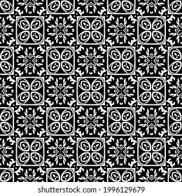 floral seamless pattern background.Geometric ornament for wallpapers and backgrounds. Black and white pattern. 
