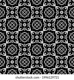 floral seamless pattern background.Geometric ornament for wallpapers and backgrounds. Black and white pattern. 