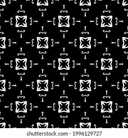 floral seamless pattern background.Geometric ornament for wallpapers and backgrounds. Black and white pattern. 