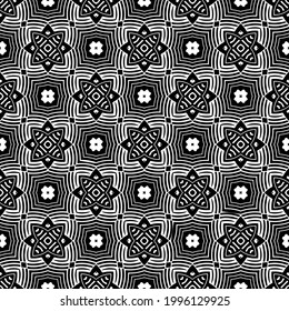 floral seamless pattern background.Geometric ornament for wallpapers and backgrounds. Black and white pattern. 