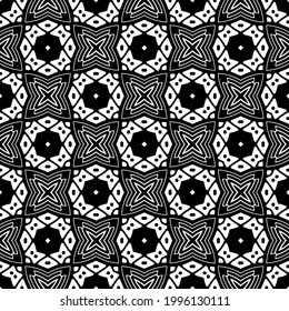 floral seamless pattern background.Geometric ornament for wallpapers and backgrounds. Black and white pattern. 