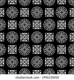 fondo de patrón sin costuras floral.Ornamento geométrico para fondos de paredes y fondos. Patrón blanco y negro. 
