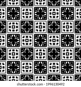 Blumenmuster nahtloser Hintergrund.Geometrisches Ornament für Bildschirmhintergründe und Hintergründe. Schwarz-Weiß-Muster. 