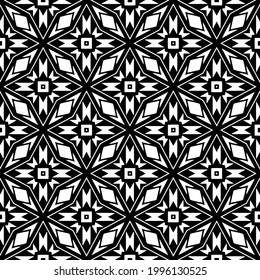 floral seamless pattern background.Geometric ornament for wallpapers and backgrounds. Black and white pattern. 