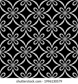 fondo de patrón sin costuras floral.Ornamento geométrico para fondos de paredes y fondos. Patrón blanco y negro. 