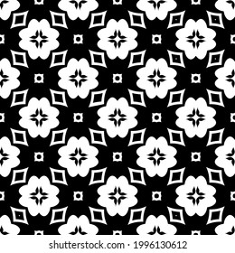 fondo de patrón sin costuras floral.Ornamento geométrico para fondos de paredes y fondos. Patrón blanco y negro. 