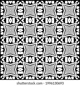 floral seamless pattern background.Geometric ornament for wallpapers and backgrounds. Black and white pattern. 