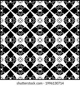 floral seamless pattern background.Geometric ornament for wallpapers and backgrounds. Black and white pattern. 