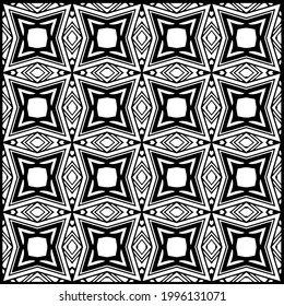 floral seamless pattern background.Geometric ornament for wallpapers and backgrounds. Black and white pattern. 