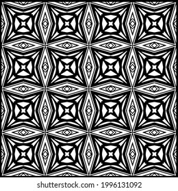 floral seamless pattern background.Geometric ornament for wallpapers and backgrounds. Black and white pattern. 