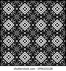 floral seamless pattern background.Geometric ornament for wallpapers and backgrounds. Black and white pattern. 