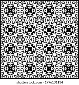 floral seamless pattern background.Geometric ornament for wallpapers and backgrounds. Black and white pattern. 