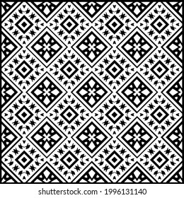 floral seamless pattern background.Geometric ornament for wallpapers and backgrounds. Black and white pattern. 