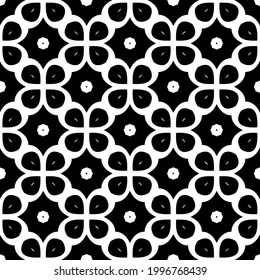 fondo de patrón sin costuras floral.Ornamento geométrico para fondos de paredes y fondos. Patrón blanco y negro. 