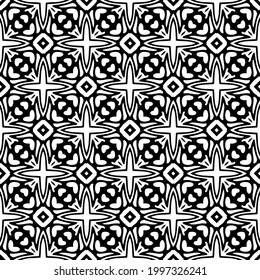 floral seamless pattern background.Geometric ornament for wallpapers and backgrounds. Black and white pattern. 
