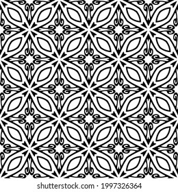 floral seamless pattern background.Geometric ornament for wallpapers and backgrounds. Black and white pattern. 
