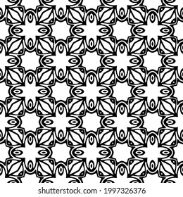 floral seamless pattern background.Geometric ornament for wallpapers and backgrounds. Black and white pattern. 
