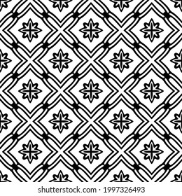 floral seamless pattern background.Geometric ornament for wallpapers and backgrounds. Black and white pattern. 

