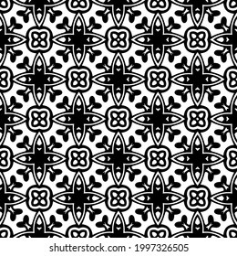 floral seamless pattern background.Geometric ornament for wallpapers and backgrounds. Black and white pattern. 
