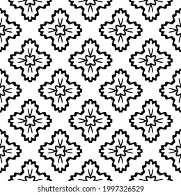 floral seamless pattern background.Geometric ornament for wallpapers and backgrounds. Black and white pattern. 
