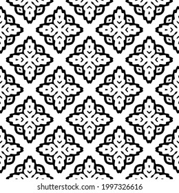floral seamless pattern background.Geometric ornament for wallpapers and backgrounds. Black and white pattern. 
