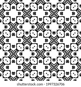 floral seamless pattern background.Geometric ornament for wallpapers and backgrounds. Black and white pattern. 
